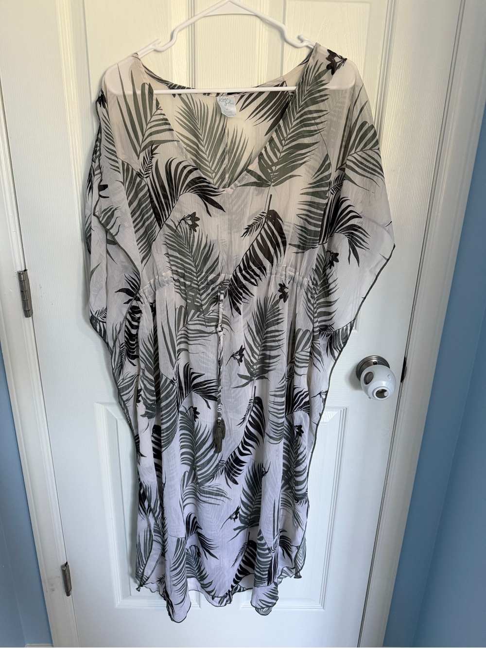 Kona Sol Women's Palm Print Kaftan Swim Cover Up Dress